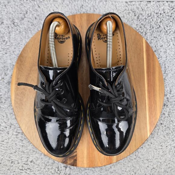 Dr. Martens Womens 8 1461 Black Patent Leather 3-Eye Lace Up Plain Toe Oxford main image 8